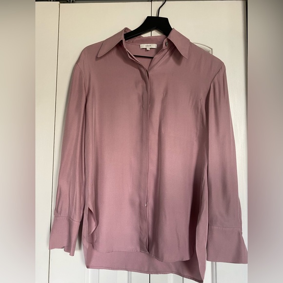 New Vince Relaxed Long Sleeve Silk Blend Button-up Shirt - Picture 4 of 9